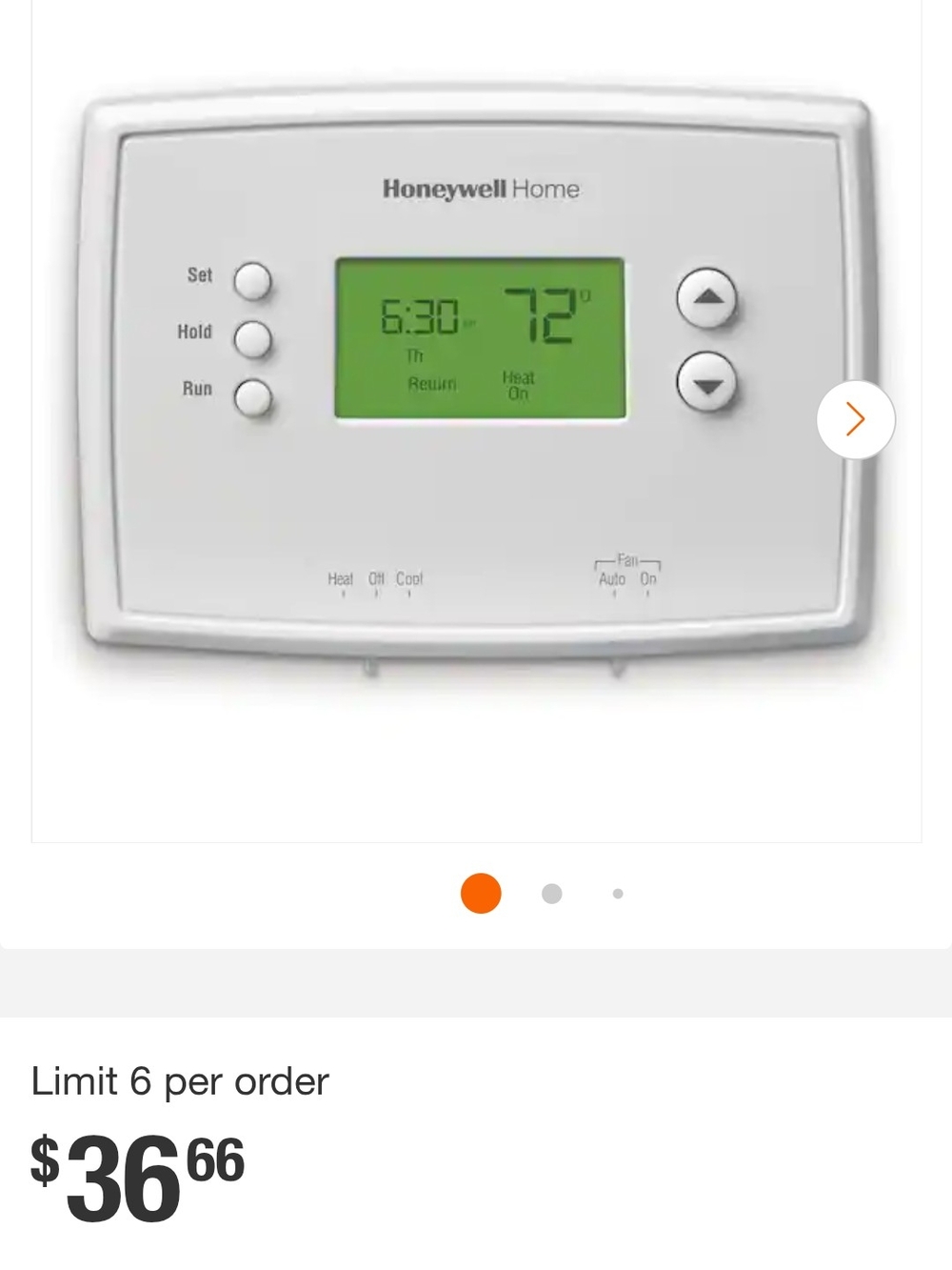 Honeywell Home Digital Thermostat RTH2410B- White with Green Display